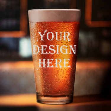 Custom Beer Glasses with Logo | Personalized Pint Glass Engraved Logo
